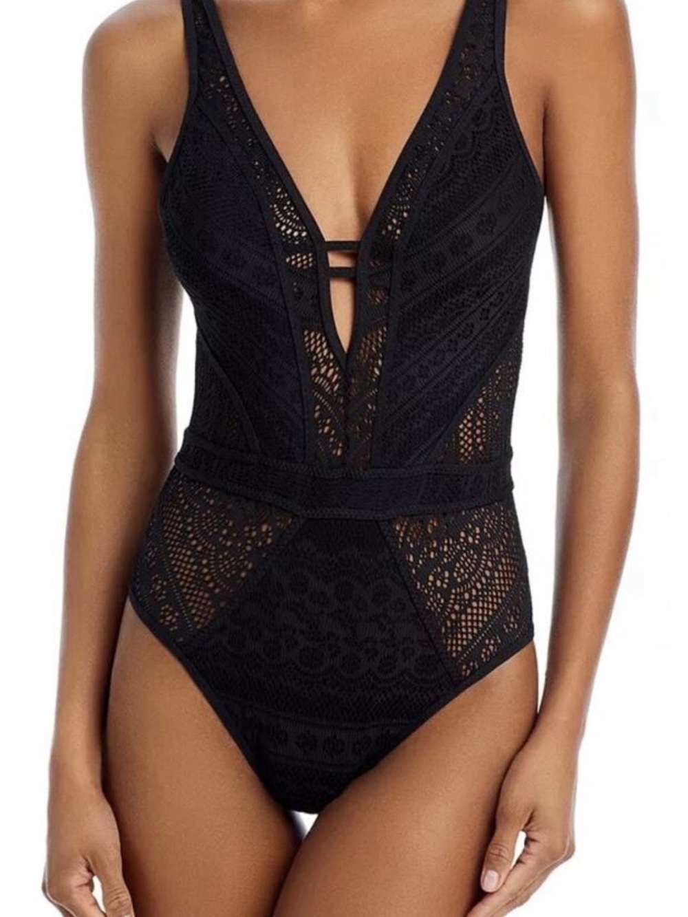 BECCA Black Crochet Bathing Suit